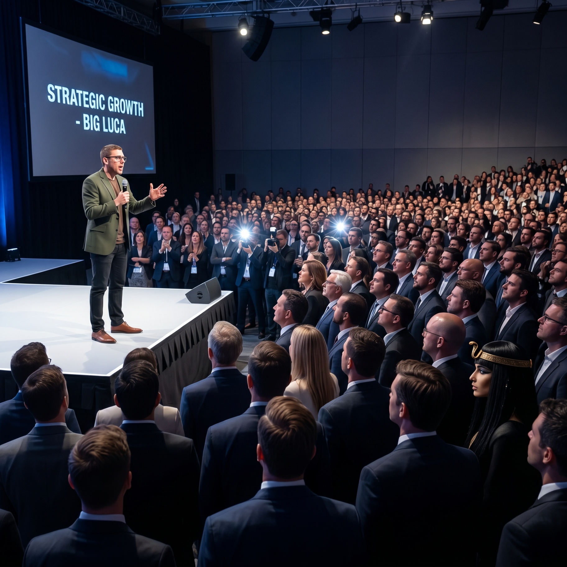 Cowboy showman con megafono sul palco